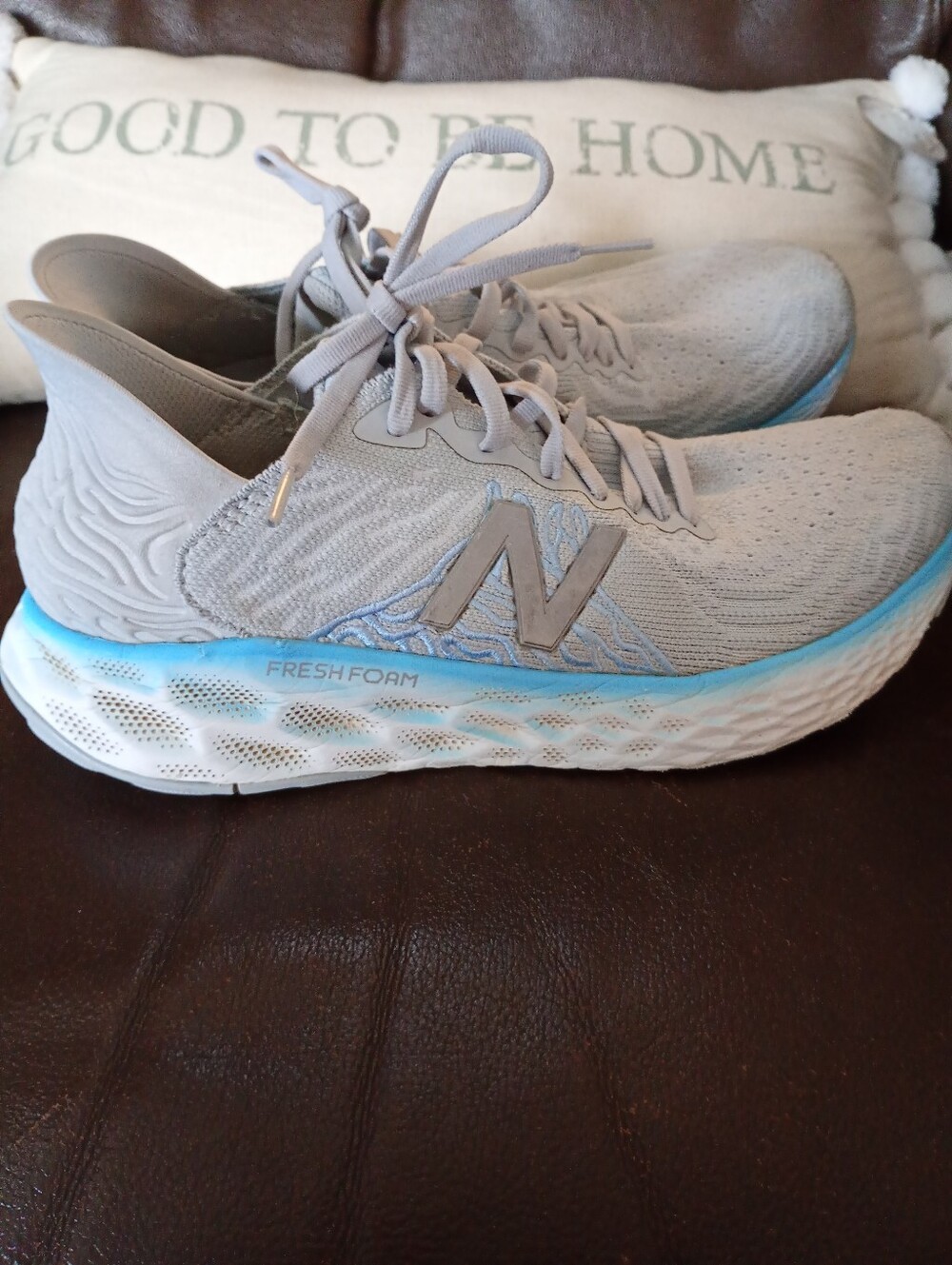 New Balance~ Fresh Foam Light Gray Runners with Blue Accent (9)